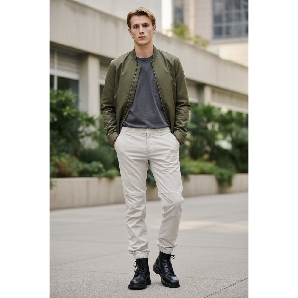 NILI‎ LOTAN Made USA Off White Utility Cotton Zip Cuff Pants W27/28x27 NWOT $390